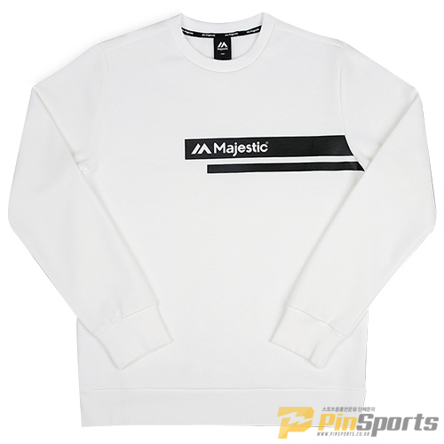 [Majestic] 마제스틱 쿠션지 포인트 맨투맨 티셔츠 ML173MCAMT003 화이트