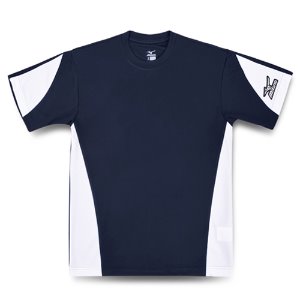 [MIZUNO] 미즈노 배색 로고 반팔 베이스볼 하계티셔츠 9014 네이비