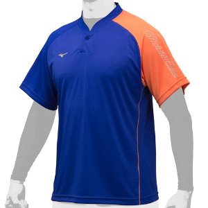 [MIZUNO] 미즈노 배색 반팔 베이스볼 하계티셔츠 5025 블루