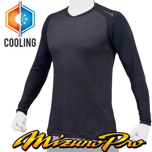 [Mizuno] 미즈노 로고 프로 V컷 긴팔 언더셔츠 12JA2P1414NV 네이비
