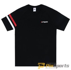 [Majestic] 마제스틱 소매 배색 포인트 로고 반팔 티셔츠 ML172MCATS010 블랙