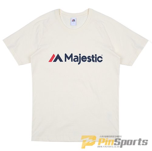 [Majestic] 마제스틱 로고 레터링 프린팅 반팔 티셔츠 ML172MCATS011 아이보리