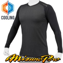 [Mizuno] 미즈노 로고 프로 V컷 긴팔 언더셔츠 12JA2P1409BK 블랙
